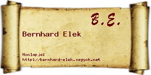 Bernhard Elek névjegykártya